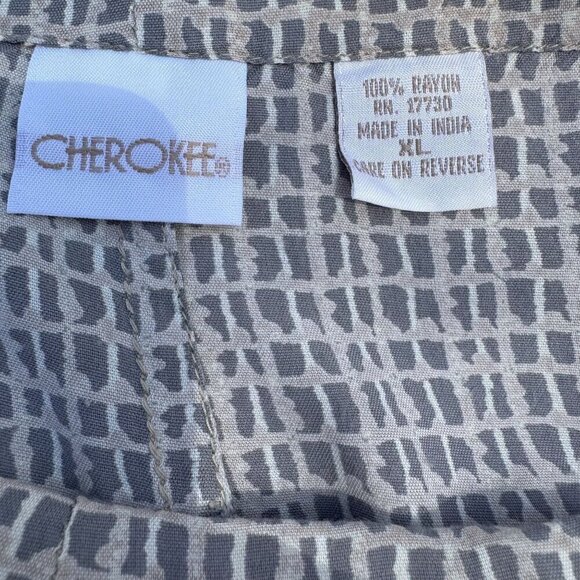 Cherokee Womens Grey White Checkered Lightweight Flowy Drawstring Waist Pants XL - Picture 7 of 9